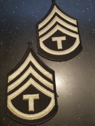 Wwii Us Army Tech Sgt Technical Sgt Blue Twill Chevron Patch Set