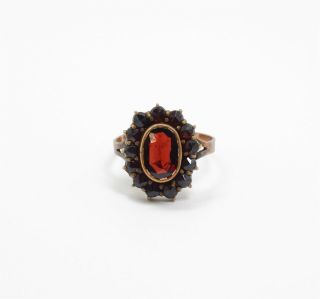 Fine Antique C1900 8k Yellow Gold Bohemian Garnet Ring For Restoration