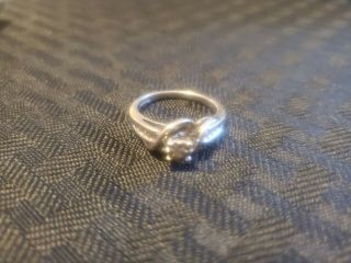 Vintage Sterling Silver 925 Diamond Ring Sz 6.  5 - 7