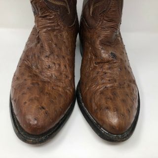 VTG Tony Lama Mens Brown Ostrich Leather Cowboy Boots Size 11 EE Rancher Western 3