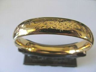 Vintage H.  F.  B.  Gold Filled 14k W/swirl Floral Etching Designed Bangle Bracelet