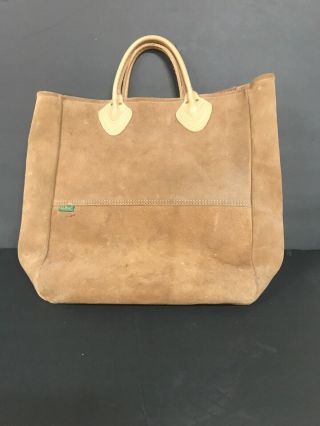 Vintage Ll Bean Leather Tote Suede Brown Bag Large Rare