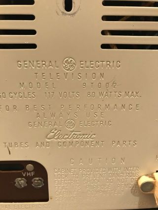 Vintage 1950 ' s General Electric TV 9T002 Mid - Century Television Portable TV 7