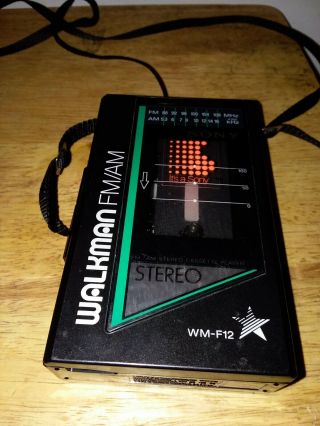 VINTAGE SONY WALKMAN WM - F12 WITH NIP MDR - 009L HEADPHONES 3