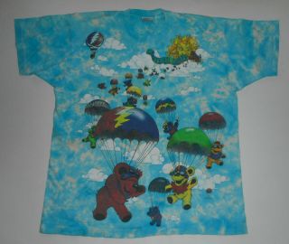 Vtg 90s 1993 Grateful Dead T - Shirt All Over Print Sky Diver Bears Liquid Blue Xl