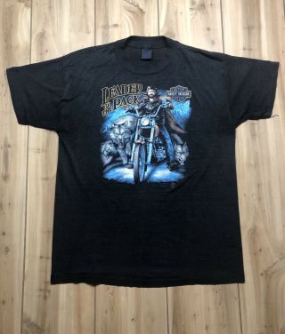 Vtg Harley Davidson T Shirt 3d Emblem Leader Of The Pack Canada Xl Black 80s