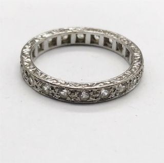 Vintage Ladies 9ct Solid White Gold Gem Set Full Eternity Ring Size J
