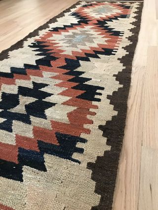 Vintage Tribal Veg Dye Hand - Made Kilim Area Rug 2.  8x9.  8 Runner— -