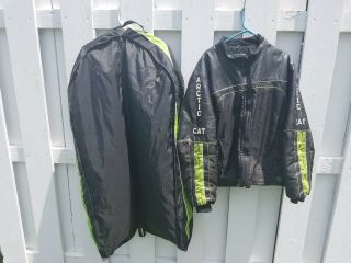 Vintage 1970s Leather Arctic Cat Snowmobile Jacket With Dust Cover Coat