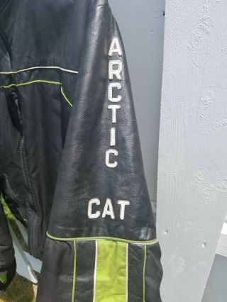 Vintage 1970s Leather Arctic Cat Snowmobile Jacket with Dust Cover Coat 3