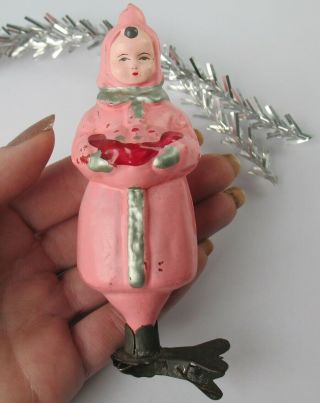 Rare Girl Darenka Vintage Xmas Pink Decor Christmas Ornament Russian Ussr Glass3