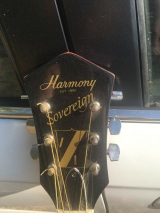 Vintage Harmony Sovereign acoustic guitar in good to.  70s 3