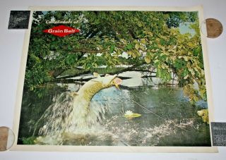 Rare Vintage Grain Belt Beer Advertising Poster Northern Fish 6616 Picture Sign