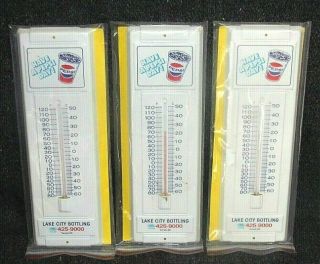 Nos Vintage Pepsi Advertising Thermometer With Glass Tube,  Rare