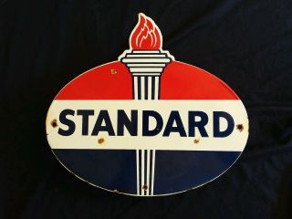 Vintage Standard Oil Company Gas / Oil Porcelain Gas Pump Sign