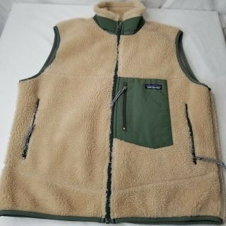 Vintage Patagonia Retro X Fleece Vest Sherpa Deep Pile Size M Tan Green
