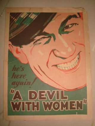 Old Vintage Hollywood Paper Movie Herald Of Movie " A Devil With Women " From Usa