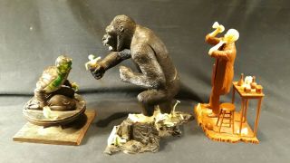 Vintage 3 Aurora Assembled Models 1963,  1964,  King Kong,  Dr.  Jekyll,  Hunch Back 2