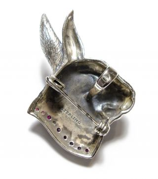 STUNNING VINTAGE OR MODERN SILVER HARE BROOCH / PENDANT SET WITH RUBIES 2