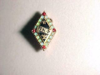 Vintage Fraternity Pin Pi Kappa Phi 14k Solid Gold 1.  6g,  Opals & Rubies