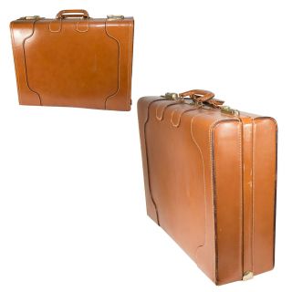 Large Vintage Wings Heirloom Leather Covered Travel Suitcase By United Luggage.