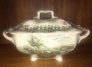 Vintage Johnson Brother Road Home Covered Vegetable Casserole Dish England