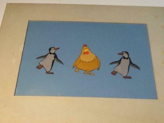 Vintage Disney Animation Cel Celluloid Foghorn Leghorn & Penguins