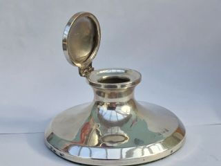 George V Silver Capstan Inkwell.  Hallmarked Birmingham 1919. 8