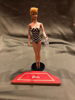 Vintage Blonde 4 Ponytail Barbie Doll Rare Circle Stand Ex