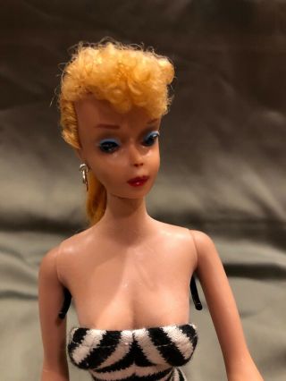 Vintage Blonde 4 Ponytail Barbie Doll Rare Circle Stand Ex 2