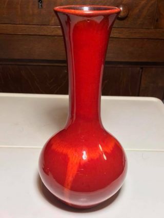 Vintage Blue Mountain Pottery Red and Orange Glazed Duck and Vase 2