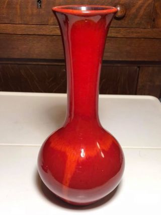 Vintage Blue Mountain Pottery Red and Orange Glazed Duck and Vase 3