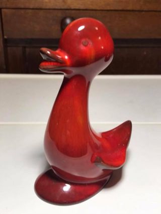 Vintage Blue Mountain Pottery Red and Orange Glazed Duck and Vase 5