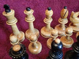 Antique Vintage Pre 1940 Weighted Wood Chess Set K = 100 Mm European