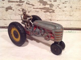 Vintage Hubley Diecast Massey Harris Tractor With Nickel Plated Driver