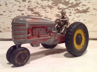 Vintage Hubley Diecast Massey Harris Tractor With Nickel Plated Driver 2