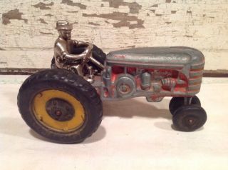 Vintage Hubley Diecast Massey Harris Tractor With Nickel Plated Driver 4