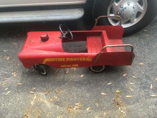 Vintage Fire Truck Metal Peddle Car Fighter Unit No.  508 Well Red Toy Us