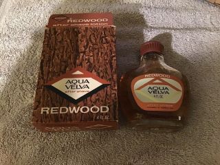 Vintage Aqua Velva 4 Fl Oz.  Redwood After Shave With Box