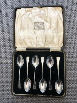 Docker And Burn Antique Set Of 6 Sterling Silver Tea Spoons,  Birmingham 1902