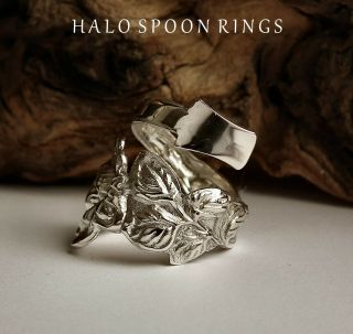 PRETTY SPIRAL SILVER SPOON RING WITH ROSE DETAIL THE PERFECT GIFT IDEA 2