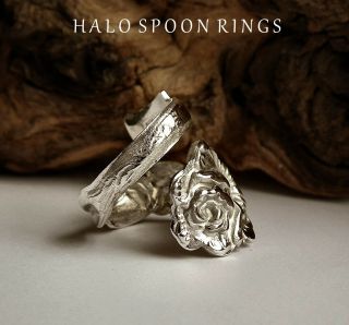 PRETTY SPIRAL SILVER SPOON RING WITH ROSE DETAIL THE PERFECT GIFT IDEA 3