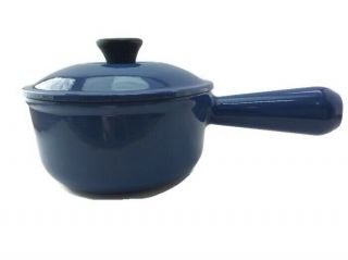 Vintage Le Creuset No.  14 Blue Saucepan Pot With Lid Enamel Cast Iron France