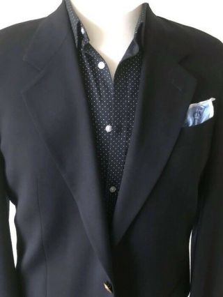 Valentino Men’s Vintage Navy Blue 100 Pure Virgin Wool Blazer Size 40 L - Italy