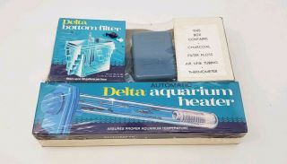 Vintage Nos 1970s (?) Delta Aquarium Set - Up - Heater - Pump - Filter & More