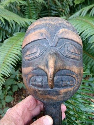 Vintage Carved Northwest Coast Shamans Rattle Master Carver Dwayne Simeon? 4