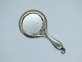 Vintage 1901 London Import Gouilloche Enamelled Miniature Silver Hand Mirror