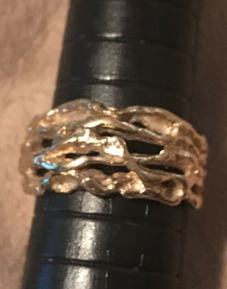14k Vintage Solid Yellow Gold Open Weave Ring/band 5.  4g Size 4 3/4