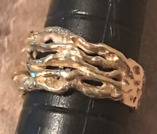 14k Vintage Solid Yellow Gold Open Weave Ring/Band 5.  4g Size 4 3/4 3