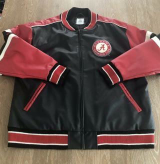 Vintage Alabama Crimson Tide Leather Bomber Jacket Coat Size 2xl